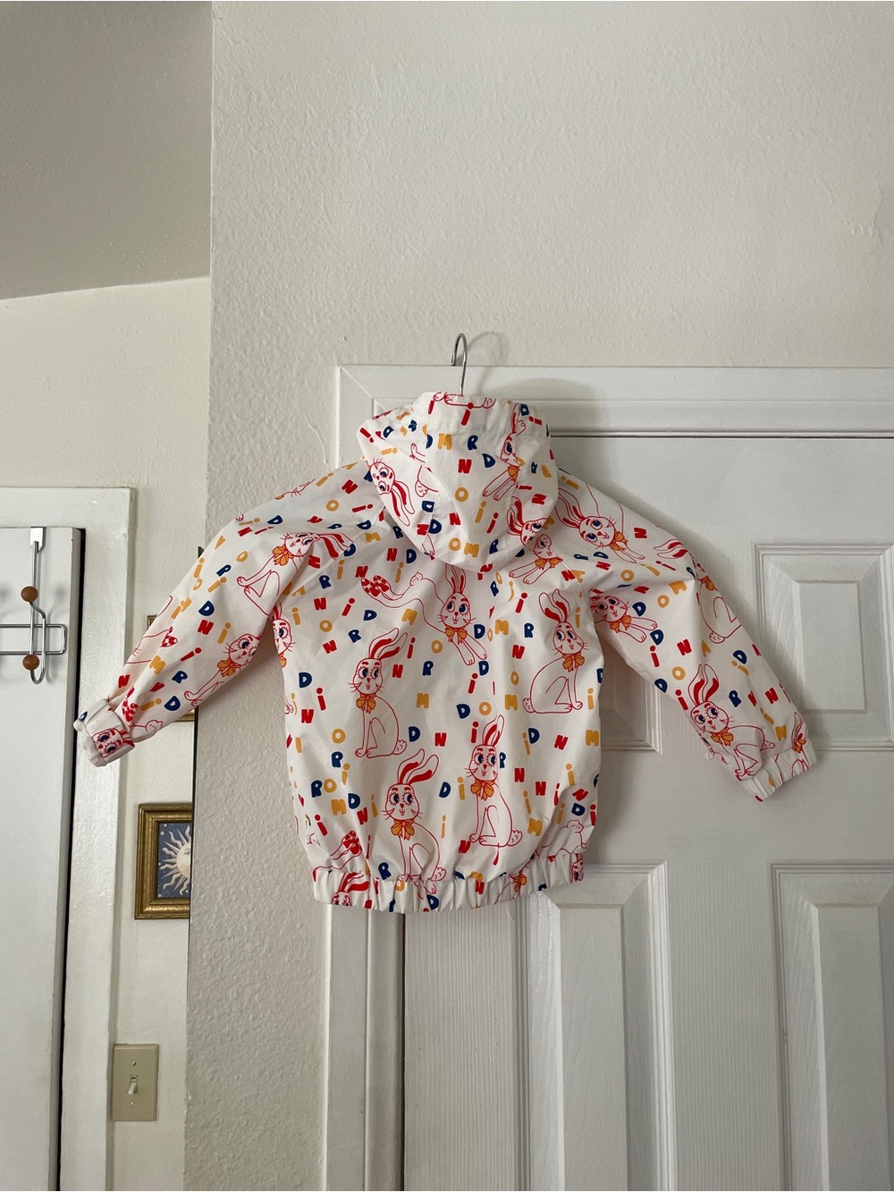 Mini Rodini Rabbit Kids' White Bunny Print Hooded Jacket Size 2-3T Toddler - Picture 5 of 8